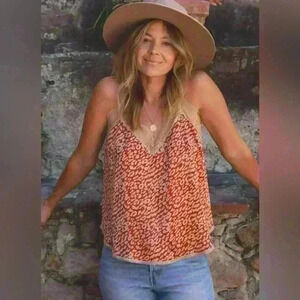 Lovestitch Rust Leopard Print with Lace Camisole Size Small